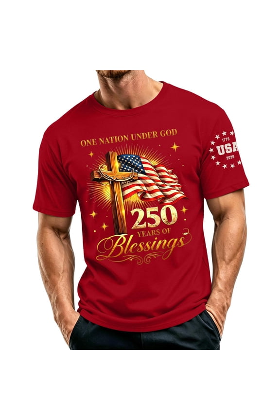 One Nation Under God 250 Years 250th Anniversary USA Funny T-Shirt,5XL