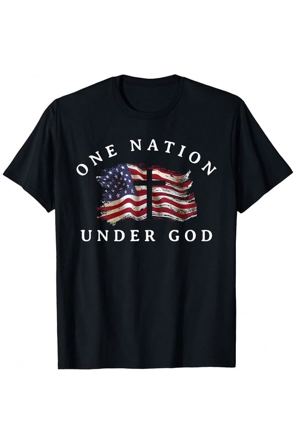 One Nation Under God 4th Of July Patriotic Cistian T-Shirt.