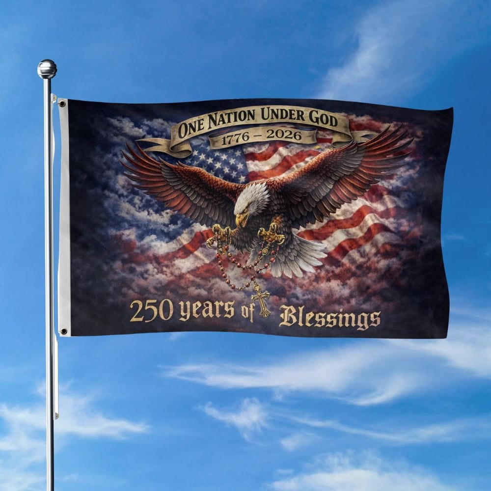 One Nation Under God America 250 Years Blessing Flag 12x18 POLE NOT INCLUDED Garden Flag