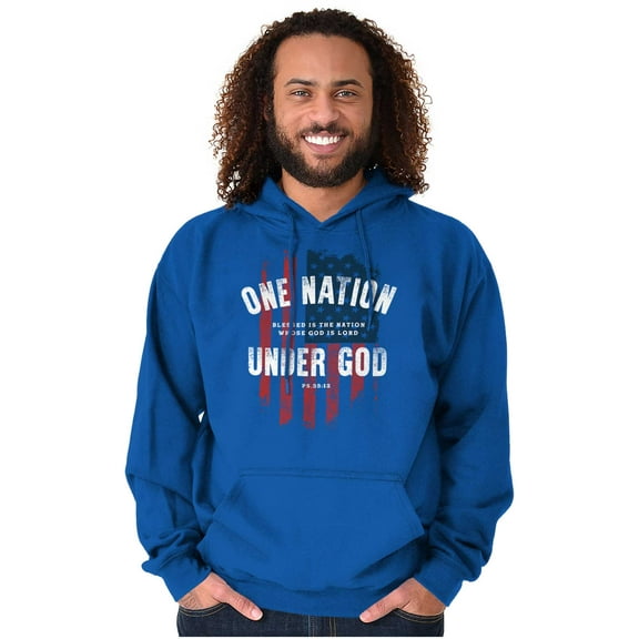 One Nation Under God Blessed USA Flag Unisex Plus Size Hoodie Brisco Brands 3X