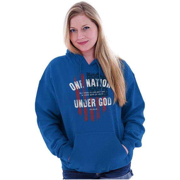 One Nation Under God Blessed USA Flag Hoodie Sweatshirt Women Men Brisco Brands S