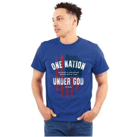 One Nation Under God Blessed USA Flag Plus Size Crewneck Graphic Tee Shirt Brisco Brands 3X