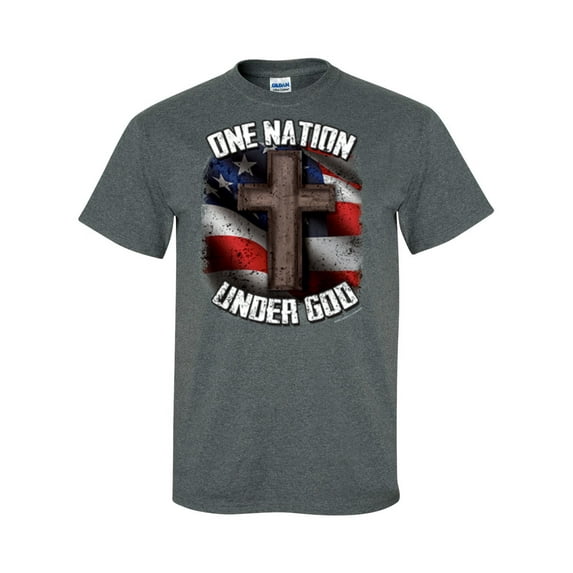 One Nation Under God Christian Unisex Short Sleeve T-shirt-Dark Heather Grey-2XL
