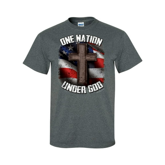 One Nation Under God Christian Unisex Short Sleeve T-shirt-Dark Heather Grey-3XL