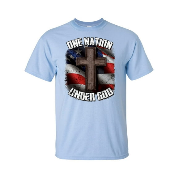 One Nation Under God Christian Unisex Short Sleeve T-shirt-Light Blue-2XL