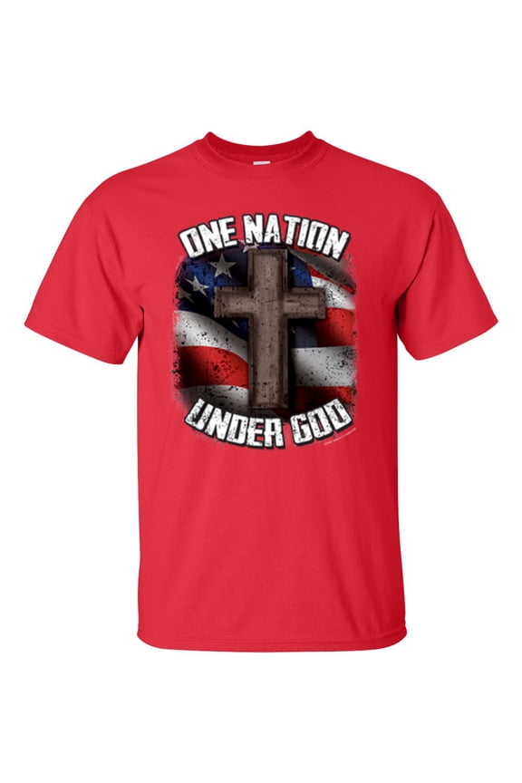 One Nation Under God Christian Unisex Short Sleeve T-shirt-Red-4XL