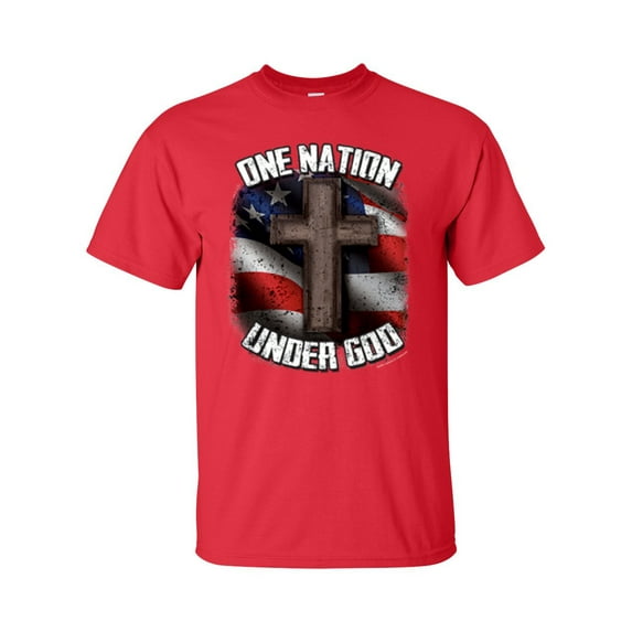 One Nation Under God Christian Unisex Short Sleeve T-shirt-Red-Small