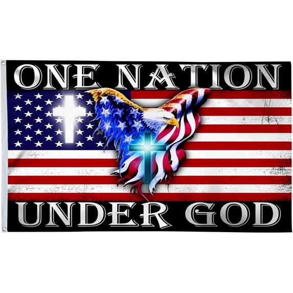 One Nation Under God Eagle Christian Jesus American Flag - UV Fade Resistant Double Sided and Polyester banner For Use Outdoor or Indoor (eagle)