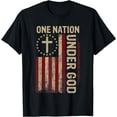 thumbnail image 1 of One Nation Under God Flag 4th Of July Patriotic Christian T-Shirt mens t shirt，black，women，funny，misfits，men，journey，t-shirt, 1 of 4