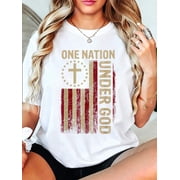 One Nation Under God Flag 4th of July Patriotic Christian T-Shirt