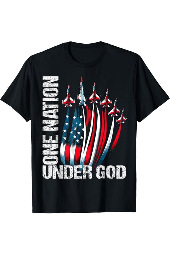 One Nation Under God Fourth July Fighter Jets T-Shirt