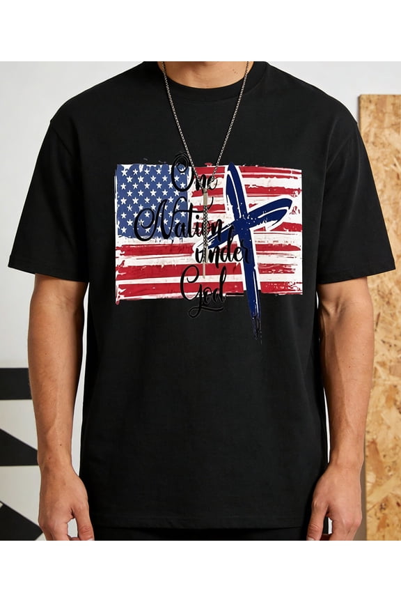 One Nation Under God Printed T Shirt For Men Graphic Tee