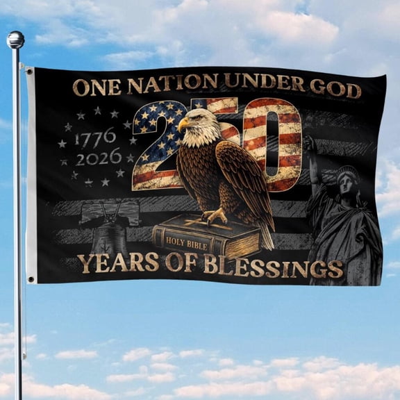 One Nation Under God USA 250 Years Patriotic Flag 12x18 POLE NOT INCLUDED Garden Flag