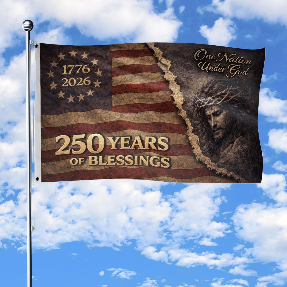 One Nation Under God USA 250 Years Patriotic Independence Flag 12x18 POLE NOT INCLUDED Garden Flag