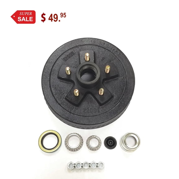 One New 10" X 2-1/4" Trailer Brake Drum Kit 5 on 4.5" B.C. for 3500 Lbs Axle - 22001
