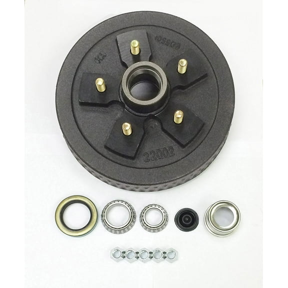 One New 10" X 2-1/4" Trailer Brake Drum Kit 5 on 5" B.C. for 3500 Lbs Axle - 22002K