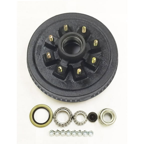 One New 12" X 2" Trailer Brake Drum Kit 8 on 6.5" B.C. for 7000 Lbs Axle - 22004k
