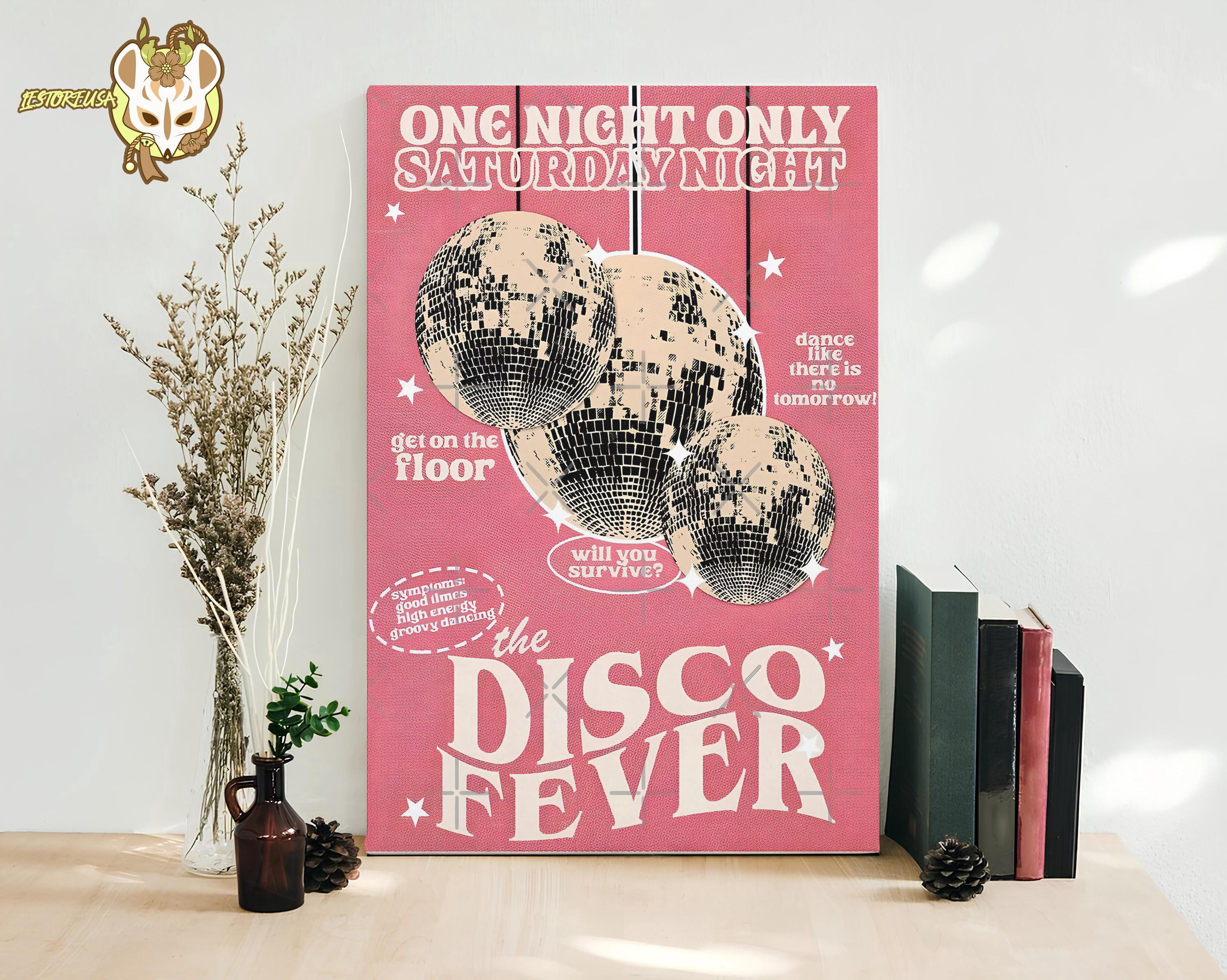 One Night Only Disco Fever Retro Dance Party Wall Art Pink 70S ...