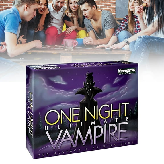 One Night Werewolf Game - Fast Paced Social Deduction Board Game, Hidden Roles, Bluffing Strategy, Halloween Holiday Xmas Thanksgiving Fun, 4-10 Players, Party Game Night Wedding, Halloween