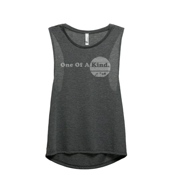 One Of A Kind Women's Fashion Sleeveless Muscle Tank Top Tee Charcoal Grey Small