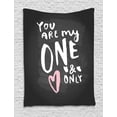 thumbnail image 1 of One and Only Saying Tapestry, Bold Typography with a Heart Drawing Valentines Day Pattern, Wall Hanging for Bedroom Living Room Dorm Decor, 40W X 60L Inches, Dark Grey Rose White, by Ambesonne, 1 of 2