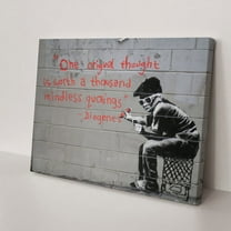 One Original Thought Worth a Thousand Quotings Canvas Art Print Stretched Framed Painting Picture Giclee Wall Decor by Banksy(12" W x 8" H,Framed)