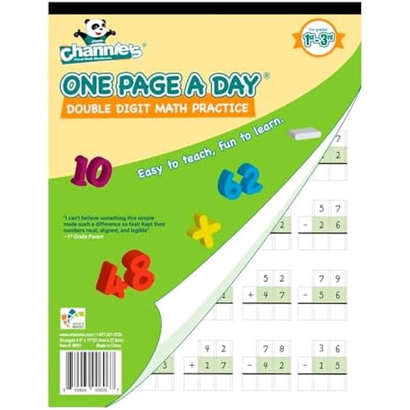 One Page A Day Double Digit Math Problem Workbook for 1st Graders, 2nd Graders, and 3rd Grade Simply Tear Off On Page a Day For Math Repetition Exercise! Addition and Subtraction Workbook$$