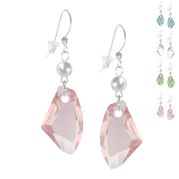 One Pair 27mm Austrian Galactic Sterling Silver Beaded Earrings – Pink