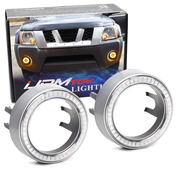 One Pair Amber Yellow 40-SMD LED Halo Ring Angel Eyes Shrouds for Fog Light Customization or Light Retrofit DIY Use