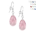thumbnail image 1 of One Pair Austrian Crystal 16mm Teardrop .925 Sterling Silver Earrings - Pink, 1 of 3