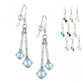 thumbnail image 1 of One Pair Austrian Crystal Bicone and Glass Dangle Earrings with Sterling Silver Earwires - Sapphire, 1 of 4