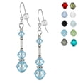 thumbnail image 1 of One Pair Austrian Crystal Triple Bicone Earrings with Sterling Silver Earwires - Aquamarine, 1 of 3