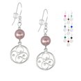 thumbnail image 1 of One Pair Handmade Round Filigree Sterling Silver Beaded Earrings - Rose Pearl, 1 of 3