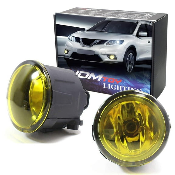One Pair (LH and RH) Selective Yellow Lens Halogen Fog Light Assembly Replacement For Nissan, For Infiniti, w/ H11 Halogen Bulbs