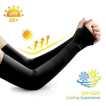 One Pair of UV Protection Cooling Arm Sleeves - UPF 50 Men & Women Long Sun Sleeves for Cycling, Driving, Running, Basketball, Football & Outdoor Activities Black