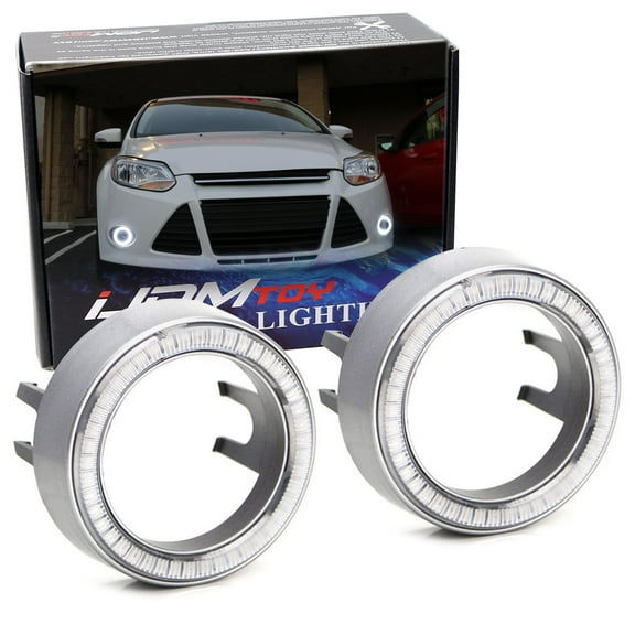 One Pair Xenon White 40-SMD LED Halo Ring Angel Eyes Shrouds for Fog Light Customization or Light Retrofit DIY Use