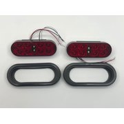 One Pair of 6 Oval 8 Red LED Stop/Turn Taillights with 2 LED White Reverse
