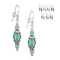 thumbnail image 1 of One Pair of Beaded Glass and Pewter Dangle Earrings - .925 Sterling Silver Earwires - Aqua, 1 of 4