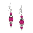 thumbnail image 1 of One Pair of Beaded Glass and Pewter Dangle Earrings, Platinum Ear Wires,Hot Pink, 1 of 4