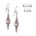 thumbnail image 1 of One Pair of Beaded Glass and Pewter Dangle Earrings - .925 Sterling Silver Earwires - Rose Pearl, 1 of 4