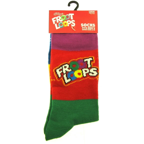 One Pair of Fruit Loop Crew Socks for Men Shoe Sizes 6 - 12