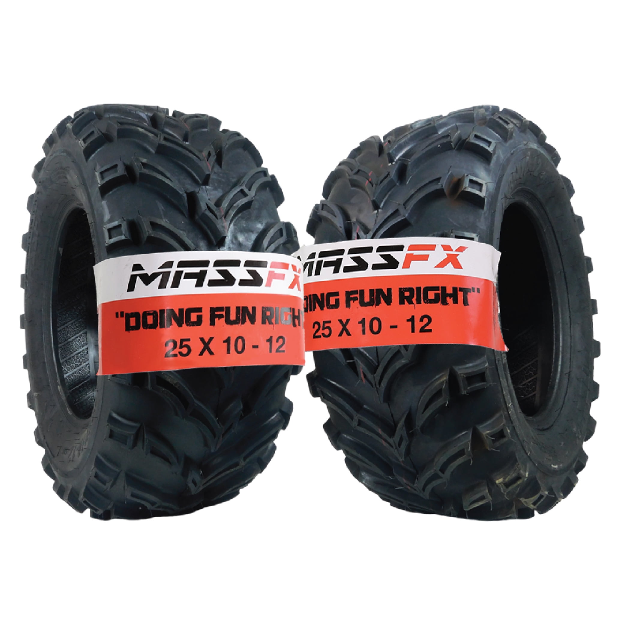 One Pair of MassFx P377 ATV/UTV Rear Tires 25x10-12 Rear Set of 2 25x10x12