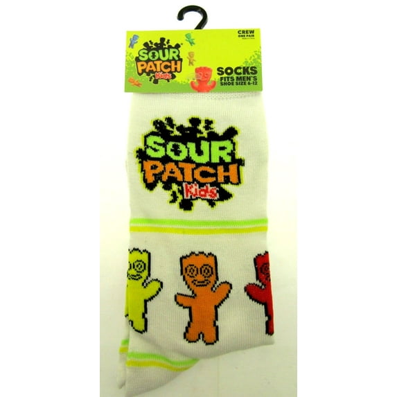 One Pair of Sour Patch Kids Crew Socks for Men Shoe Sizes 6 - 12