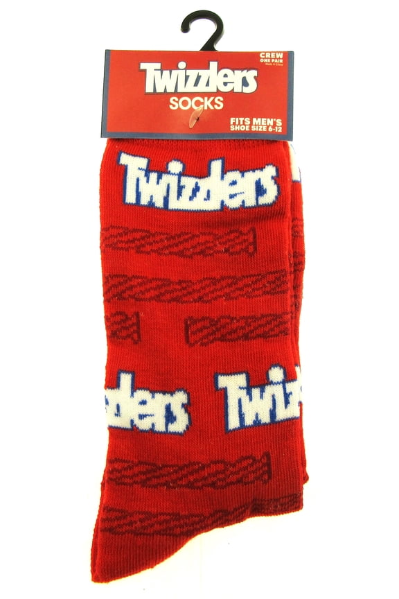 One Pair of Twizzlers Crew Socks for Men Shoe Sizes 6 - 12