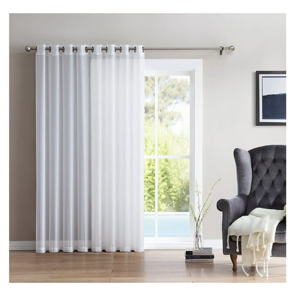 One Panel Extra Wide Sheer Voile Patio Door Grommet Curtain Panel for Sliding Doors (White) - 100" x 84" Inch 84"W x 100"L (Pack of 1)