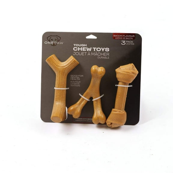 One Paw 3 Pack Bamboo Fiber Bone Dog Toys  Durable, Dental Health-Boosting, Safe for Chewing