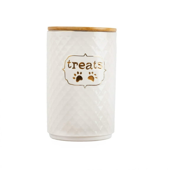 One Paw, Textured Ceramic Dog Treat Jar, Durable and Stylish, 63.5 oz - 1800g