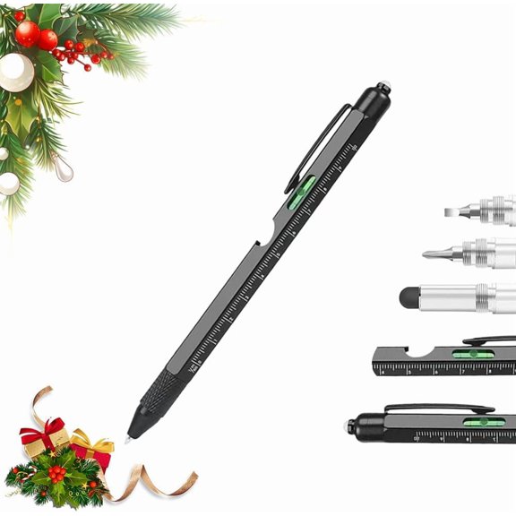 One Pen Nine Functions -Christmas Gifts for Men, 9 in 1 Multitool Pen with LED Light, Cool Gadgets, Stocking Stuffers Gifts for Men, White Elephant Gifts for Adults, Mens Stocking Stuffers