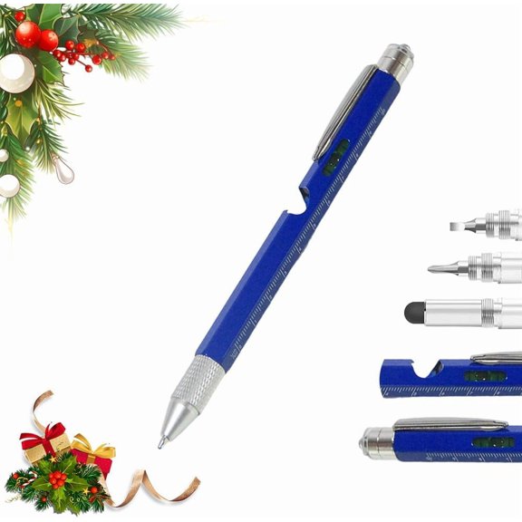 One Pen Nine Functions -Christmas Gifts for Men, 9 in 1 Multitool Pen with LED Light, Cool Gadgets, Stocking Stuffers Gifts for Men, White Elephant Gifts for Adults, Mens Stocking Stuffers