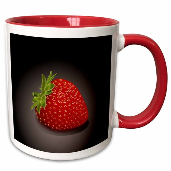 3drose, One Perfect Strawberry, 15oz Two-tone Red Mug